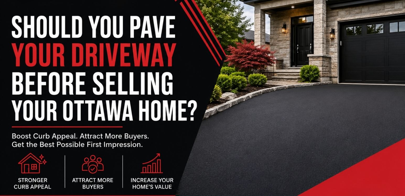 Freshly paved asphalt driveway at an Ottawa home highlighting the impact of curb appeal before selling a property.